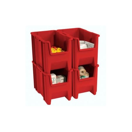 Quantum Storage Systems Hang & Stack Storage Bin, Red, 4 PK QGH600RD